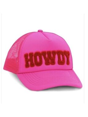 Iscrean  Hot Pink 'HOWDY' Mesh Trucker Hat adjustable hat